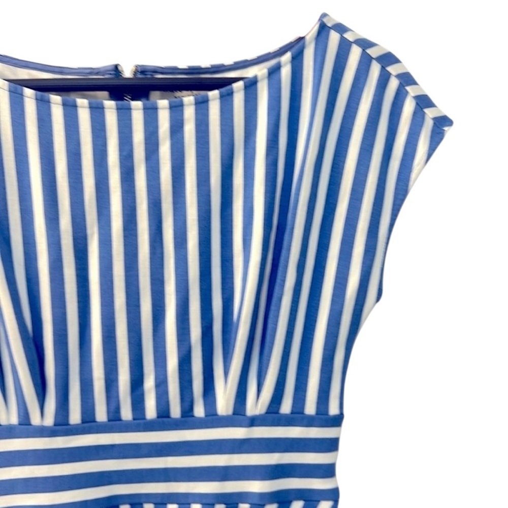 KATE SPADE DRESS Basket Stripe Ponte Fiorella Preppy Blue White Sz Small - Picture 11 of 12